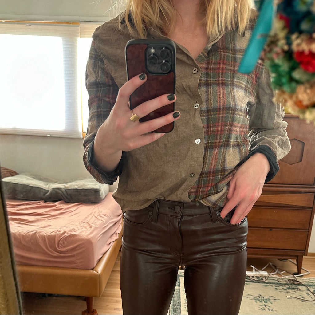 Opening Ceremony Cotton And Wool Two Pattern Plaid Button Down